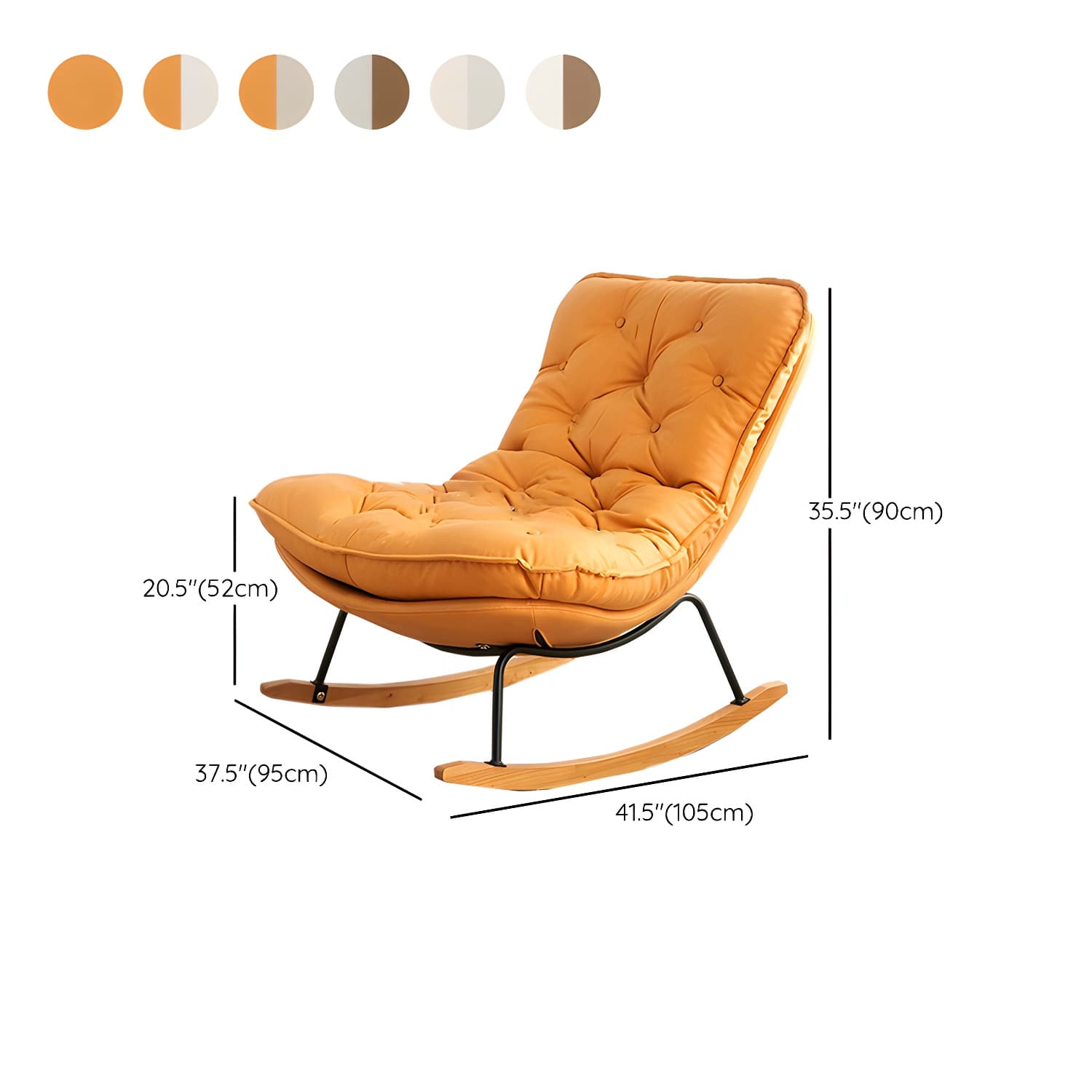 Stylish Modern Metal Rocking Chair with Tufted Upholstery and Stain-Resistant, Removable Cushions thumbnail 17