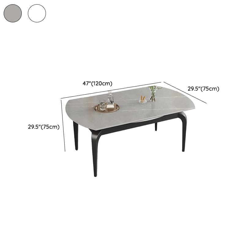 Minimalist Rounded Slate Stone Dining Table Set with 4 Legs and Padded Chair Back, Available in 9-piece/7 Piece Set/5-piece thumbnail 8