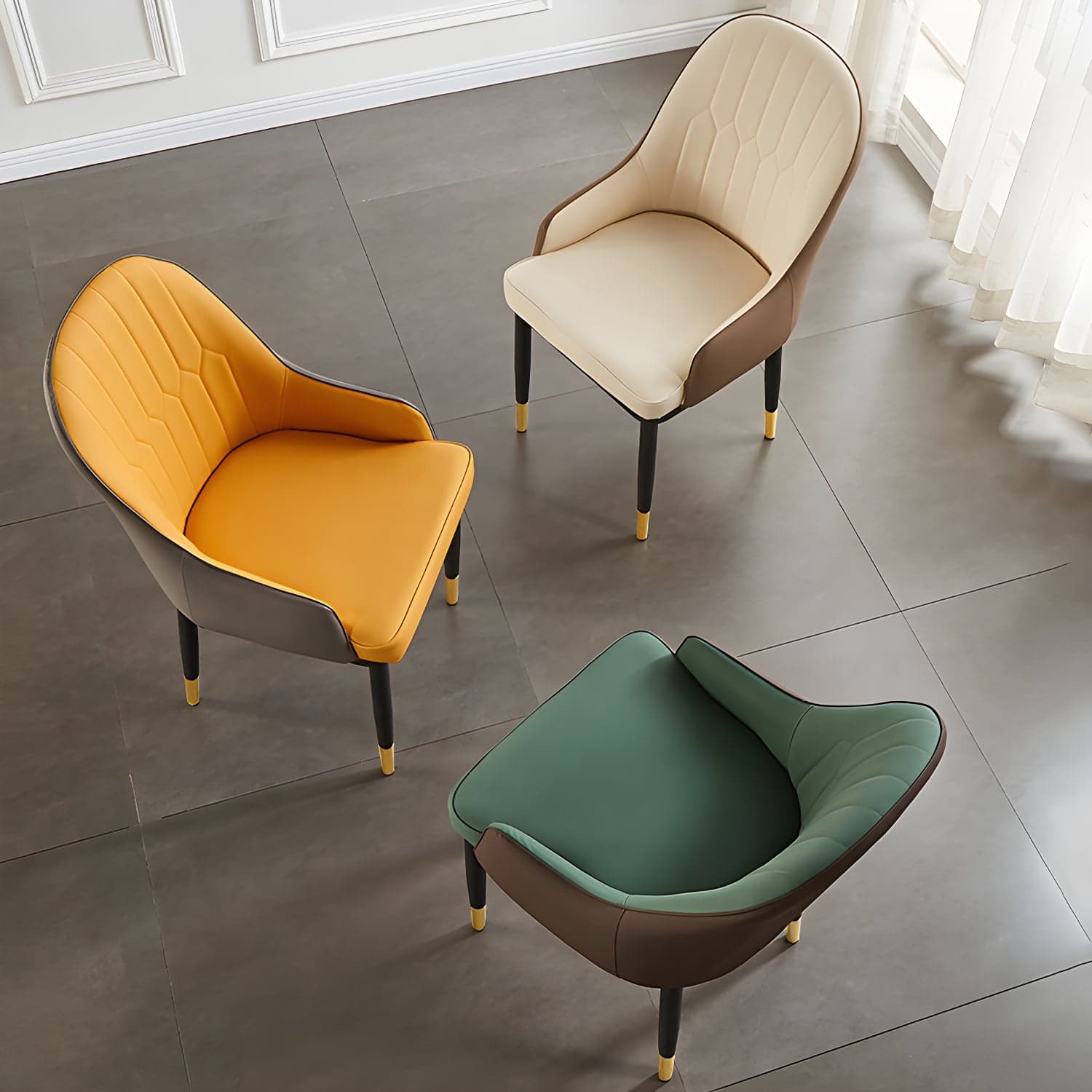 Contemporary Metal Dining Room Chairs Upholstered Dining Armchairs for Home Use thumbnail 12