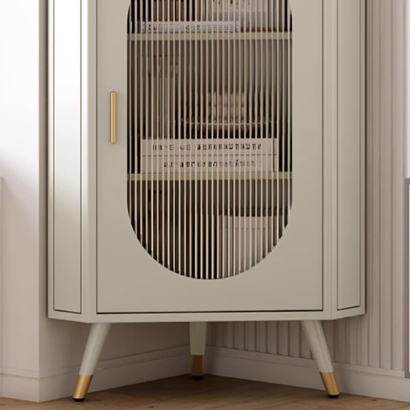 Modern Corner Accent Cabinet with Glass Doors and Iron Base (Easy Assembly) thumbnail 8