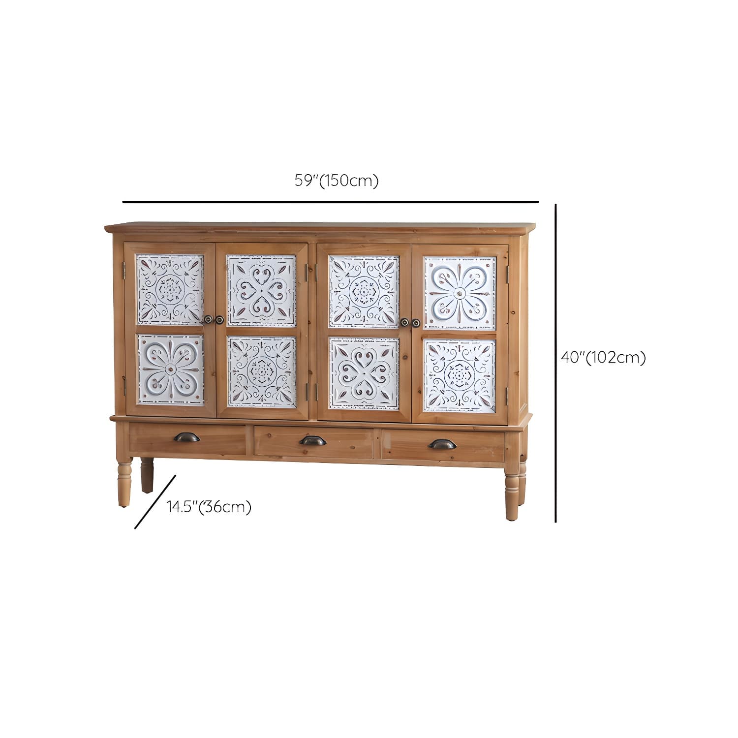Industrial Accent Cabinet in Natural with Solid Wood Door and Drawers thumbnail 16