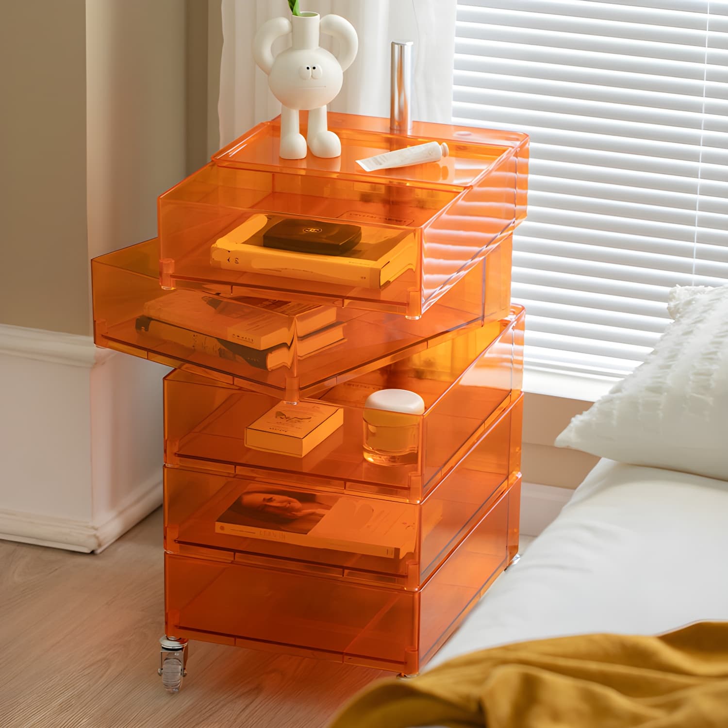 Plastic Five-Drawer Nightstand 28" H Night Table with Casters thumbnail 17