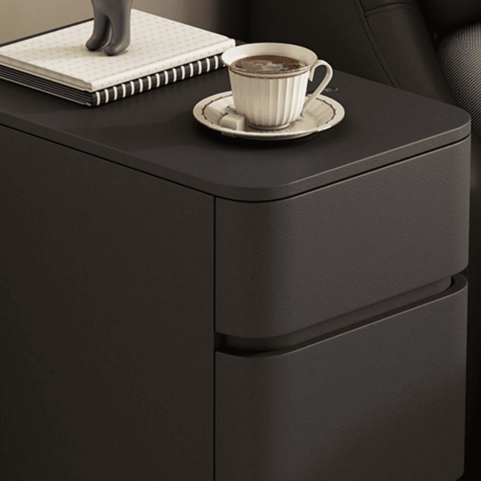 Minimalist Drawer Storage Nightstand with 3 Drawers and Artificial Leather Countertop thumbnail 8
