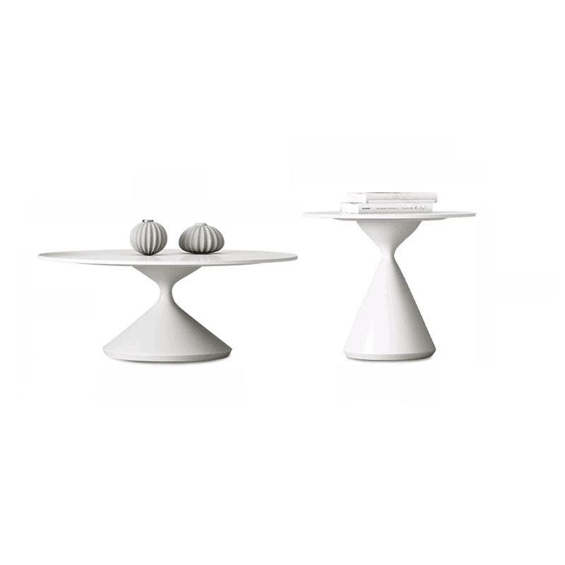 Single/Nesting Postmodern Circular-shaped Chalk/Ink Sintered Stone Pedestal Base Side Table thumbnail 8