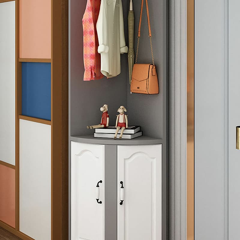Scandinavian Wood Corner Accent Cabinet with 1 Cabinet and Opening Shelves for Room thumbnail 8