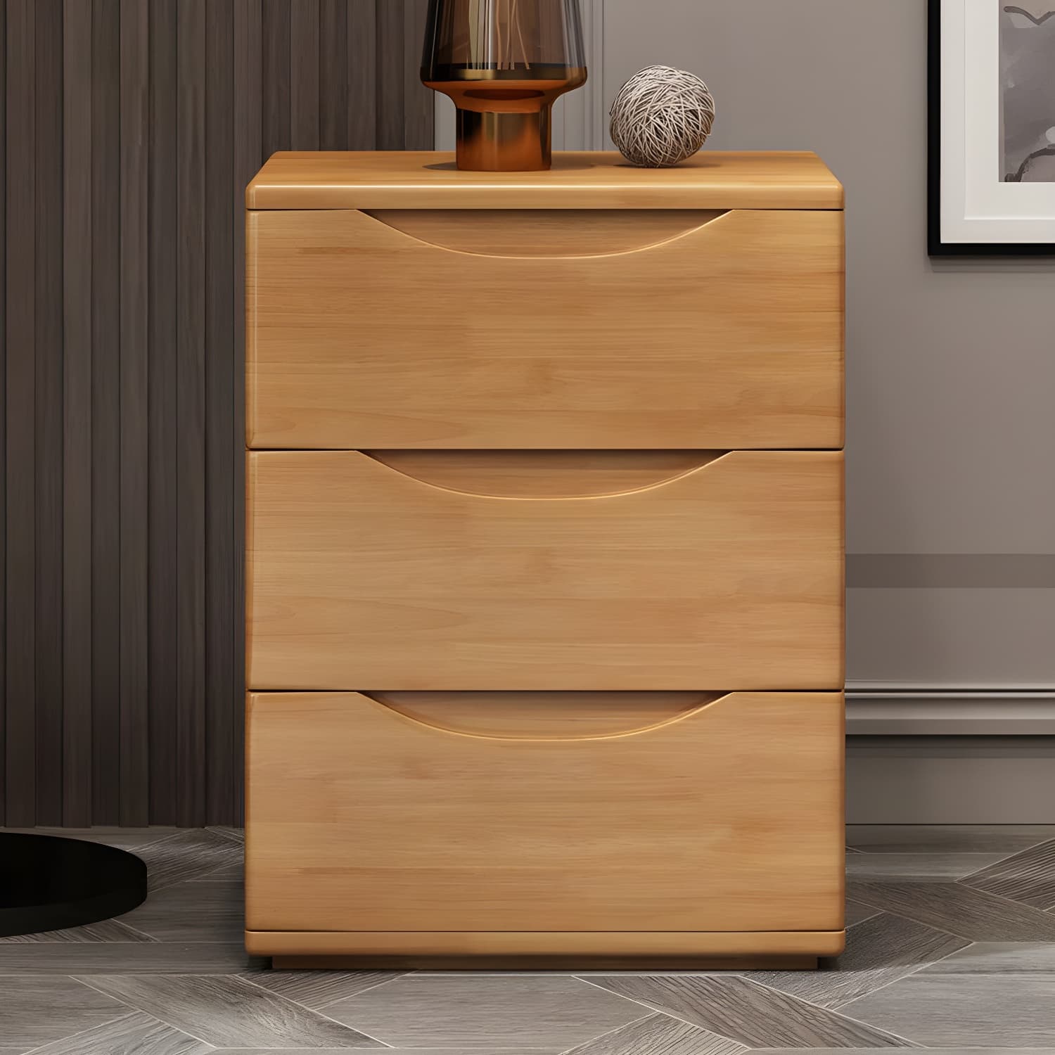 3 Drawers Contemporary Accent Table Nightstand Antique Finish Nightstand thumbnail 1