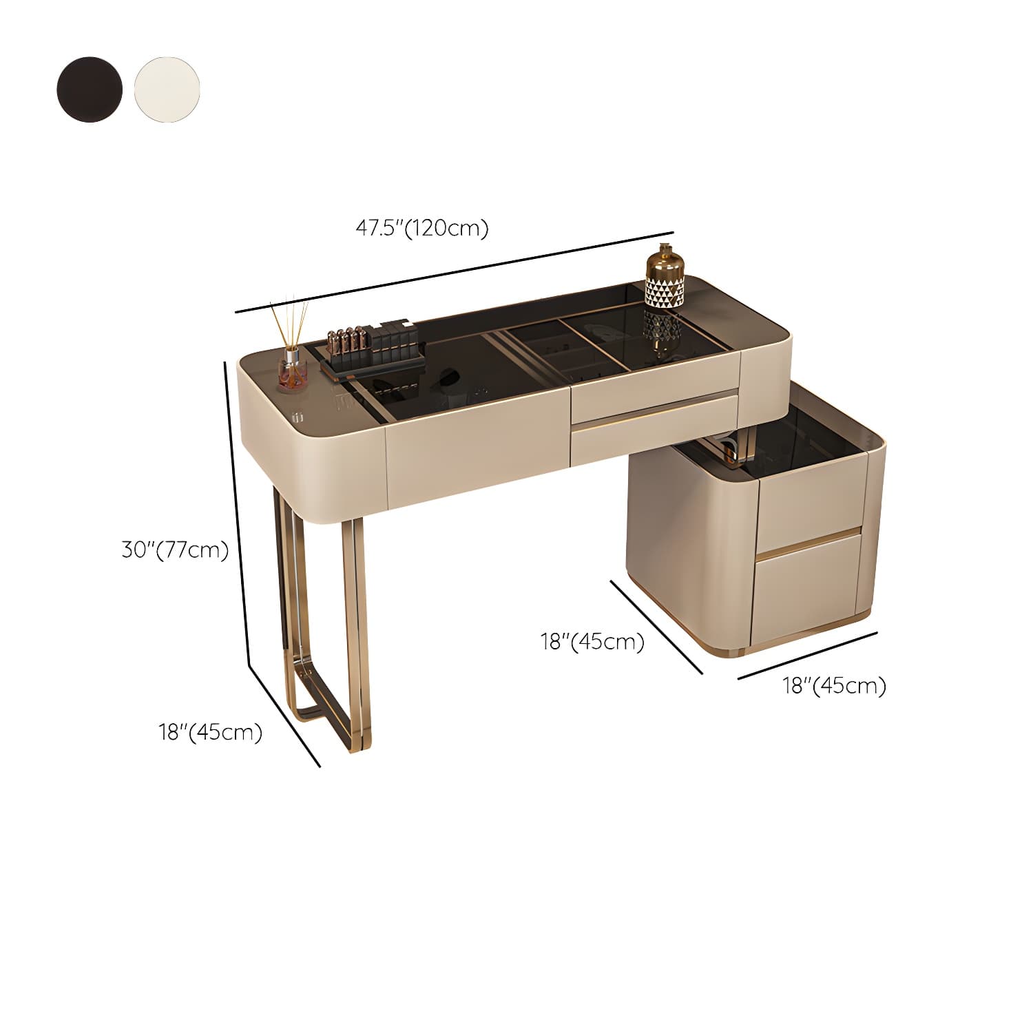 Luxurious Wood and Metal Make-up Vanity 5 Drawers & Lighted Mirror Dressing Table thumbnail 17