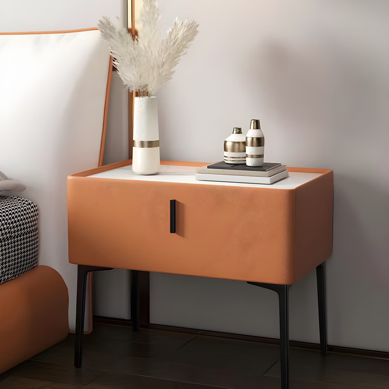 Contemporary 1 Drawer Accent Table Nightstand Antique Finish Bed Nightstand thumbnail 16