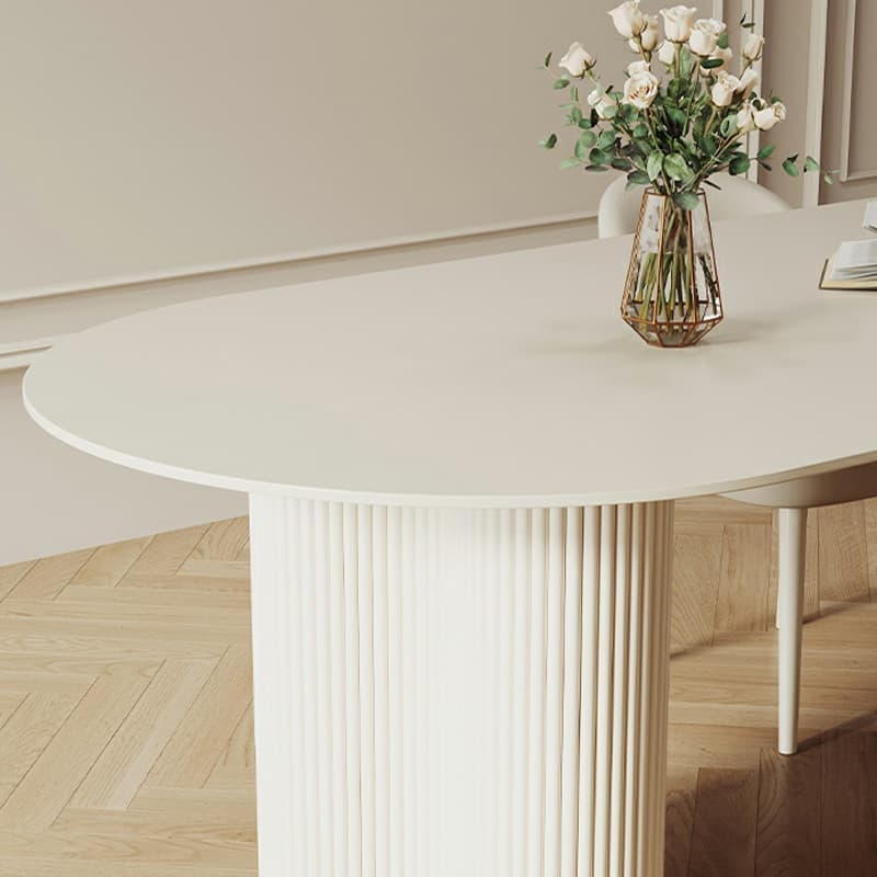 Free Form Stone Kitchen Table with Metal Base for Dining Room, White thumbnail 8