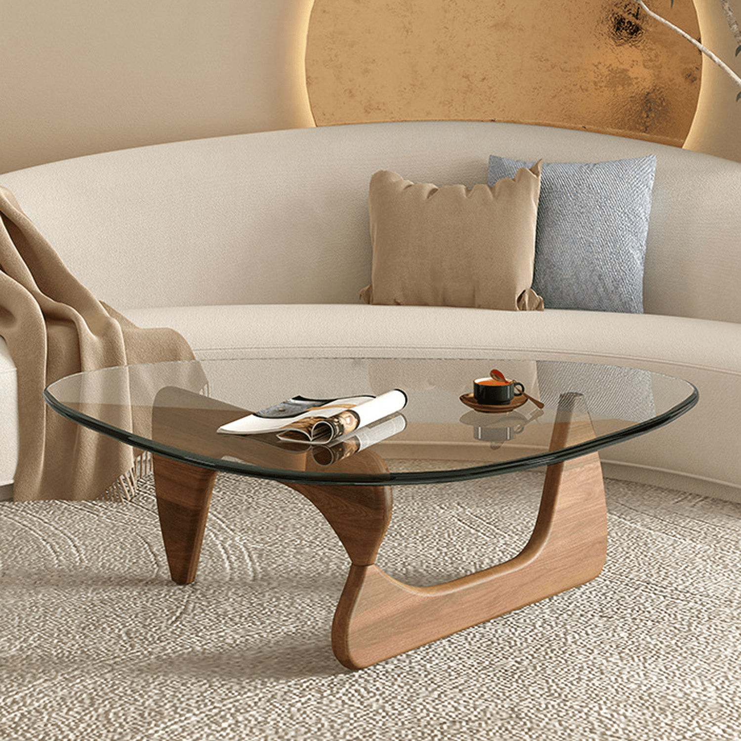 Simplistic Pennels Tempered Glass Single Side Table with Abstract Base Indoor Use thumbnail 13