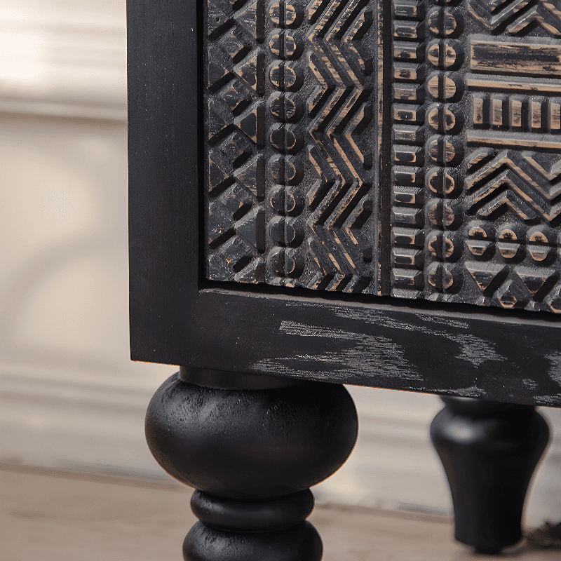 Old School Detached Natural Wood Utility Cabinet with Turned Leg for Parlor thumbnail 8