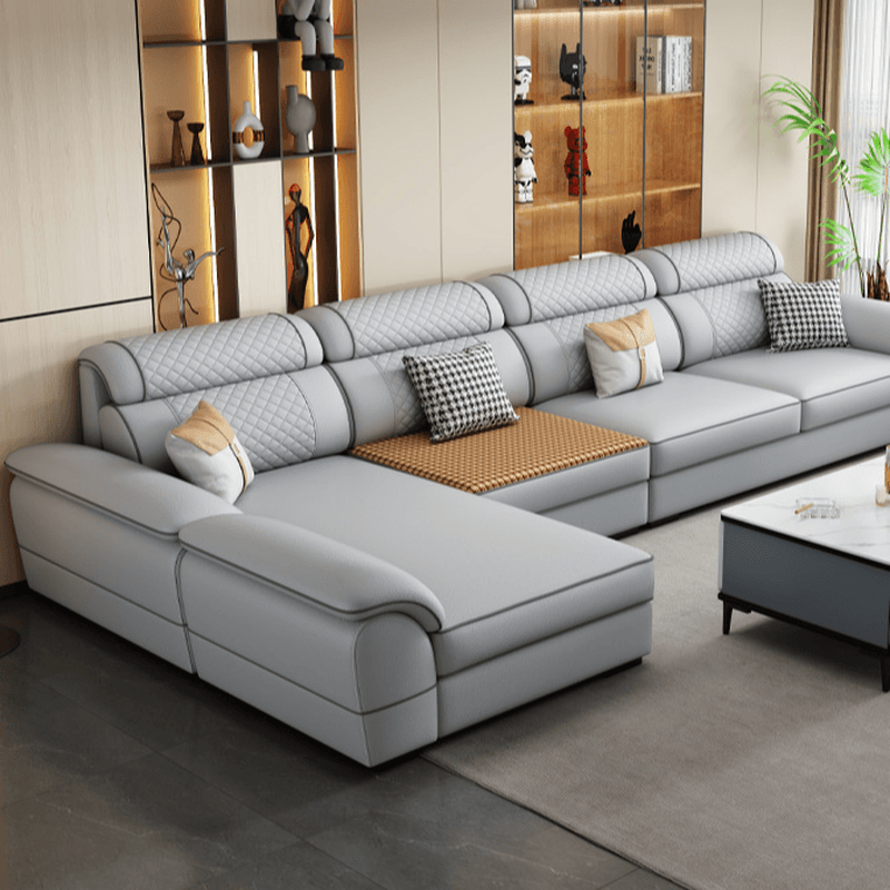 Modern Simple Style Straight/L-Shape Horizontal/Reversible Sofa Couch/Sofa Chaise in Grey with Water-resistant and Pillow Top Arm, 2-piece/3 Pc thumbnail 1