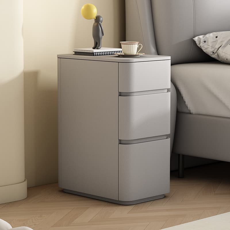 Minimalist Drawer Storage Nightstand with 3 Drawers and Artificial Leather Countertop thumbnail 4