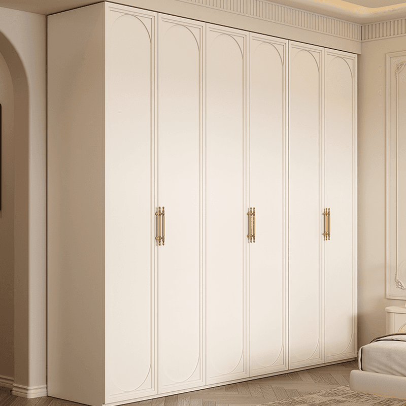 White Minimalist Laminate Wardrobe Closet with Compartments, Soft Close Door, Interior Shelves, and Clothing Rod thumbnail 1