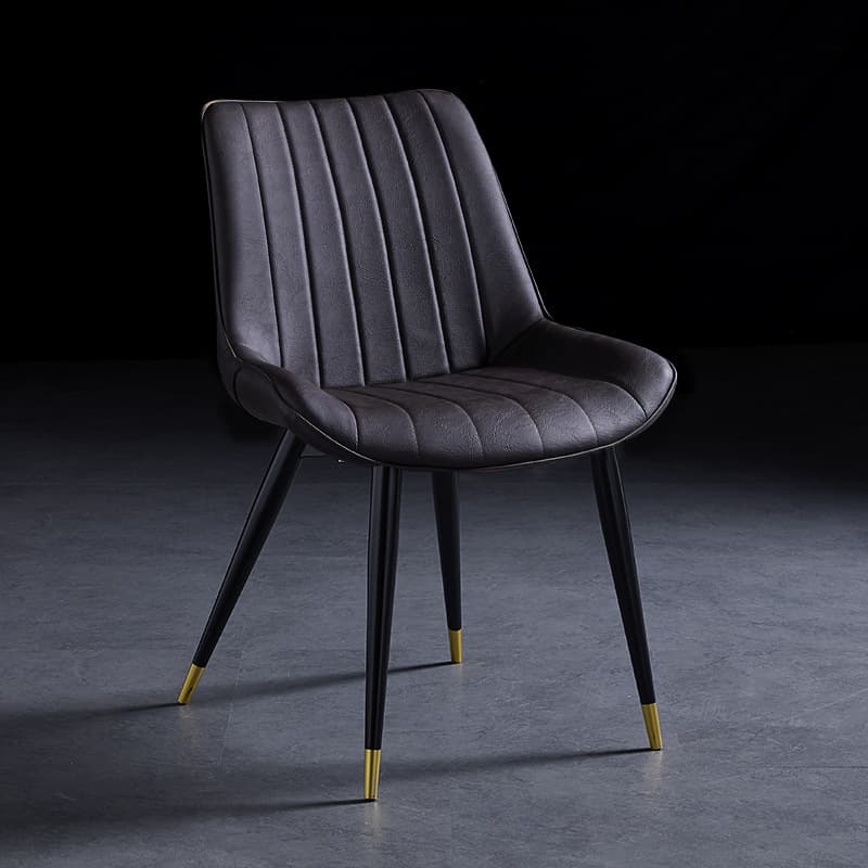 Outlined Faux Leather Upholstered Reliable Side Chair with Metal 4 Legs for Restaurant thumbnail 35