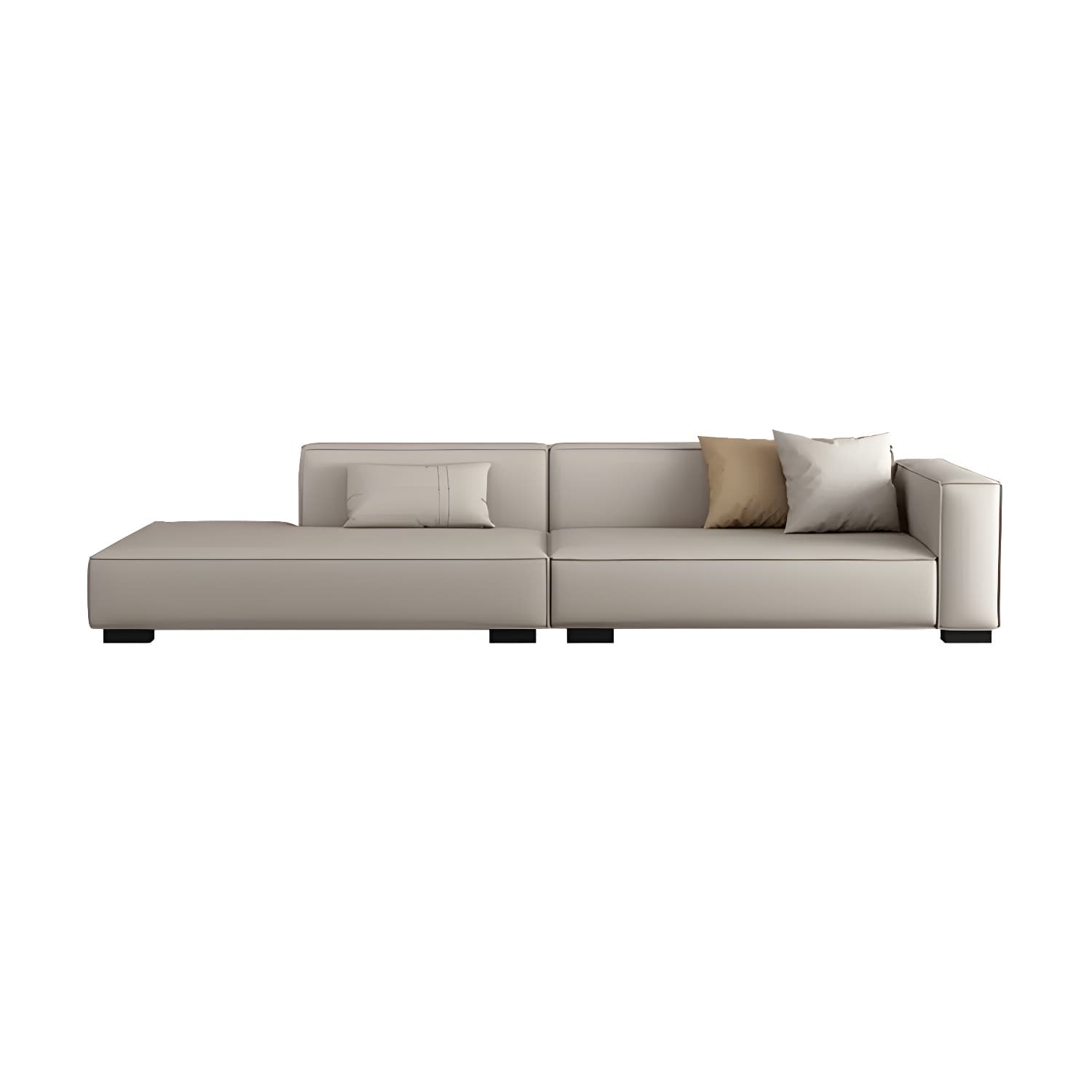 Modern Gray Faux Leather Sofa Chaise with Square Arms and Pine Wood Legs thumbnail 13