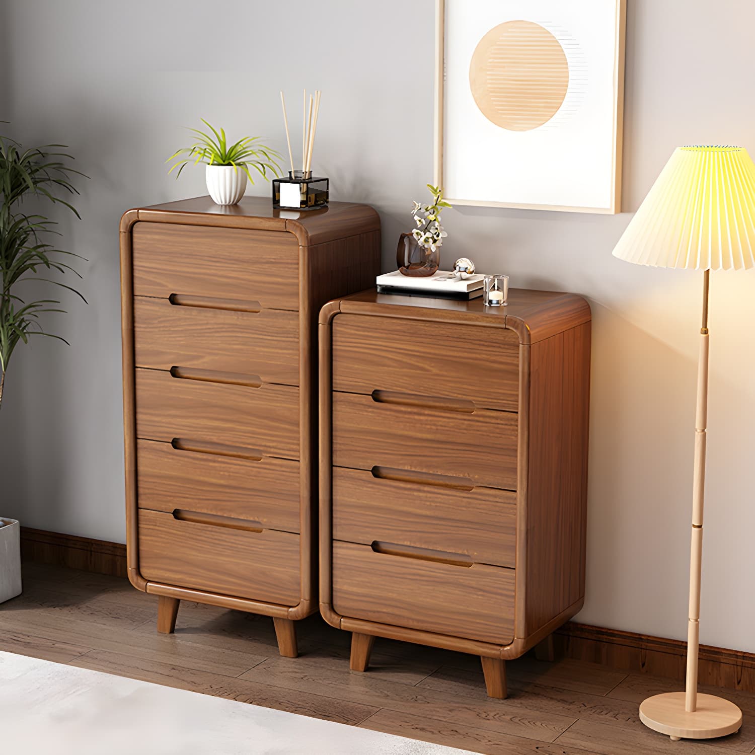 Modern Solid Wood Dresser with Narrow Profile and Drawers in Natural Finish thumbnail 6