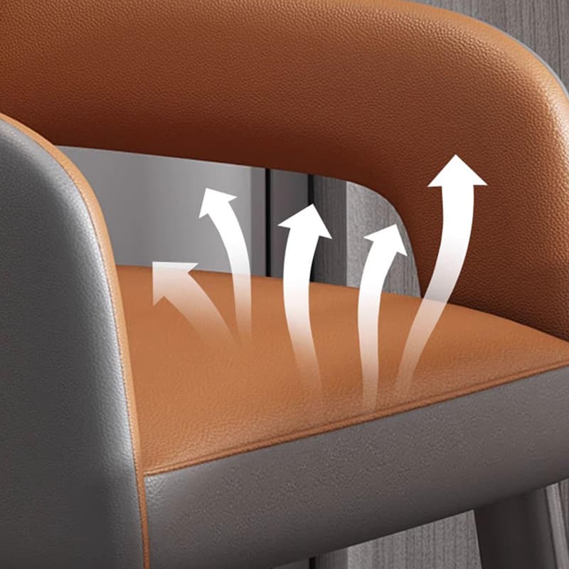 Faux Leather Arm Chair with Standard Back and Metal Legs in Gray for Kitchen & Dining thumbnail 15