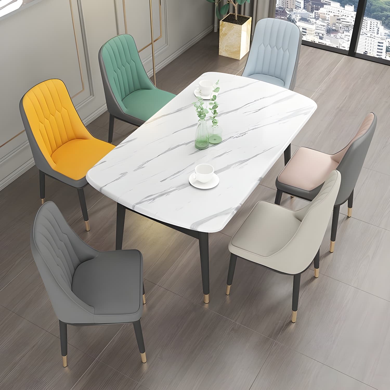 Glam Parsons Dining Side Chair Leather Indoor Dining Chair with Metal Legs thumbnail 15