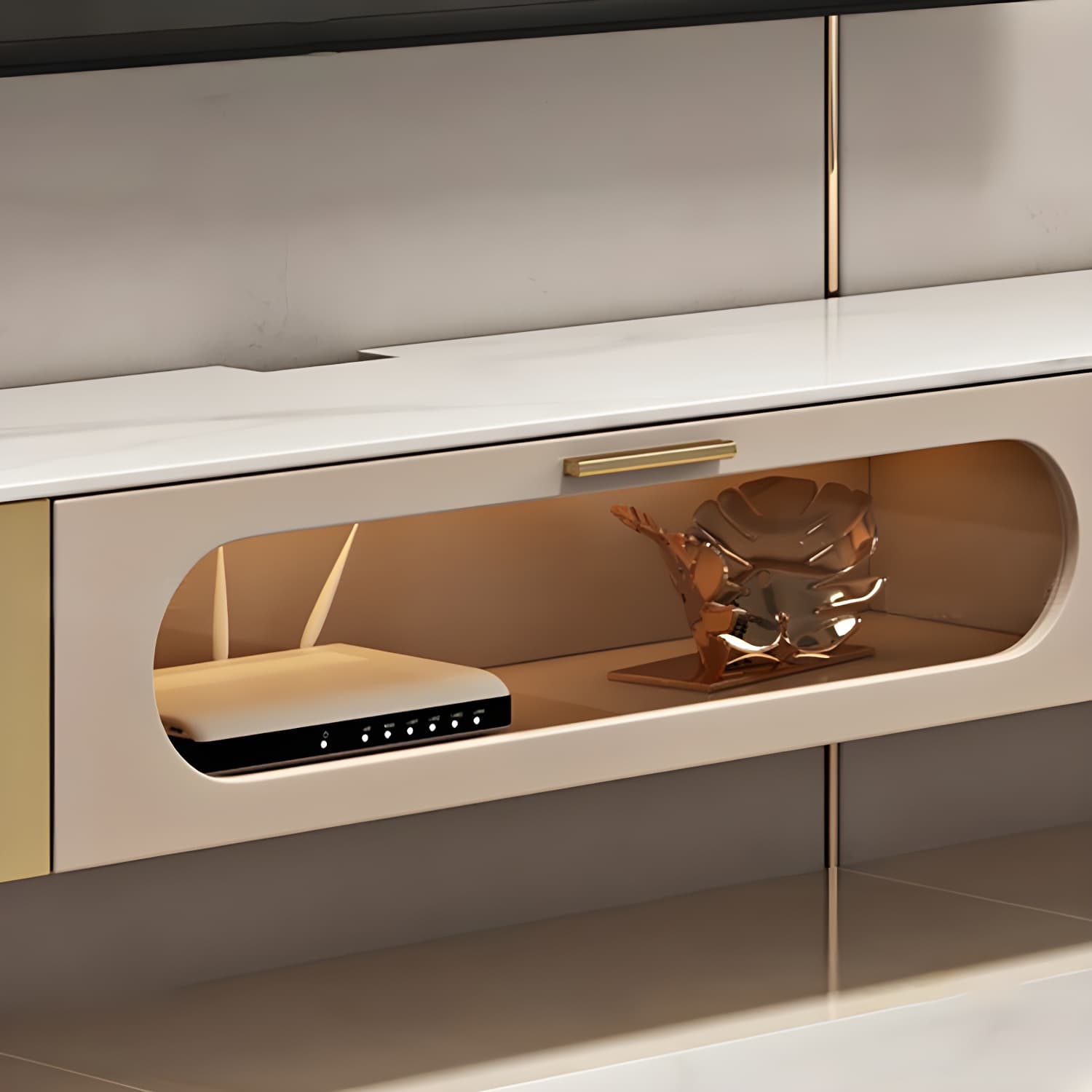 Luxury Enclosed Storage TV Console Home Rectangle Sintered Stone TV Cabinet thumbnail 6