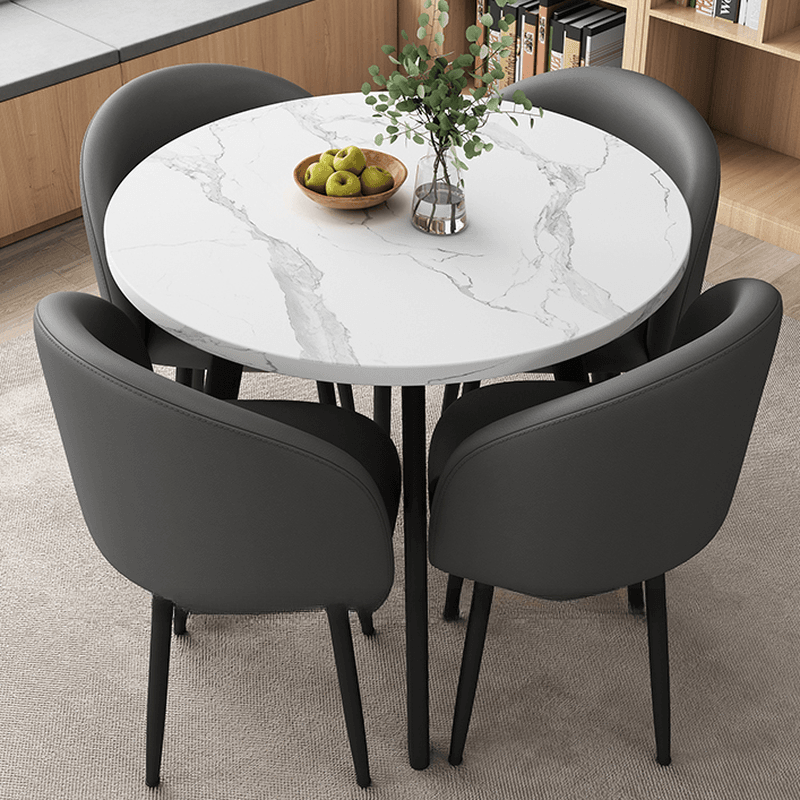 Circular Manufactured Wood Dining Table Set with Upholstered Back, Padded Chair, Arms, Seats 4 thumbnail 6
