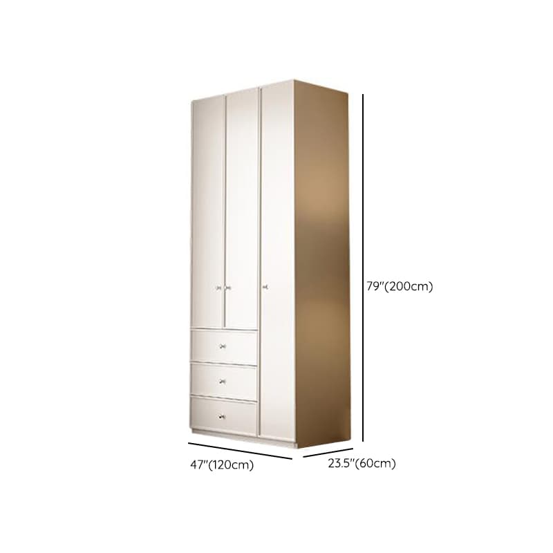 Chalk Modern Wooden Standalone Almirah with 3-Drawer, Interior Shelves, and Hanging Rod thumbnail 7
