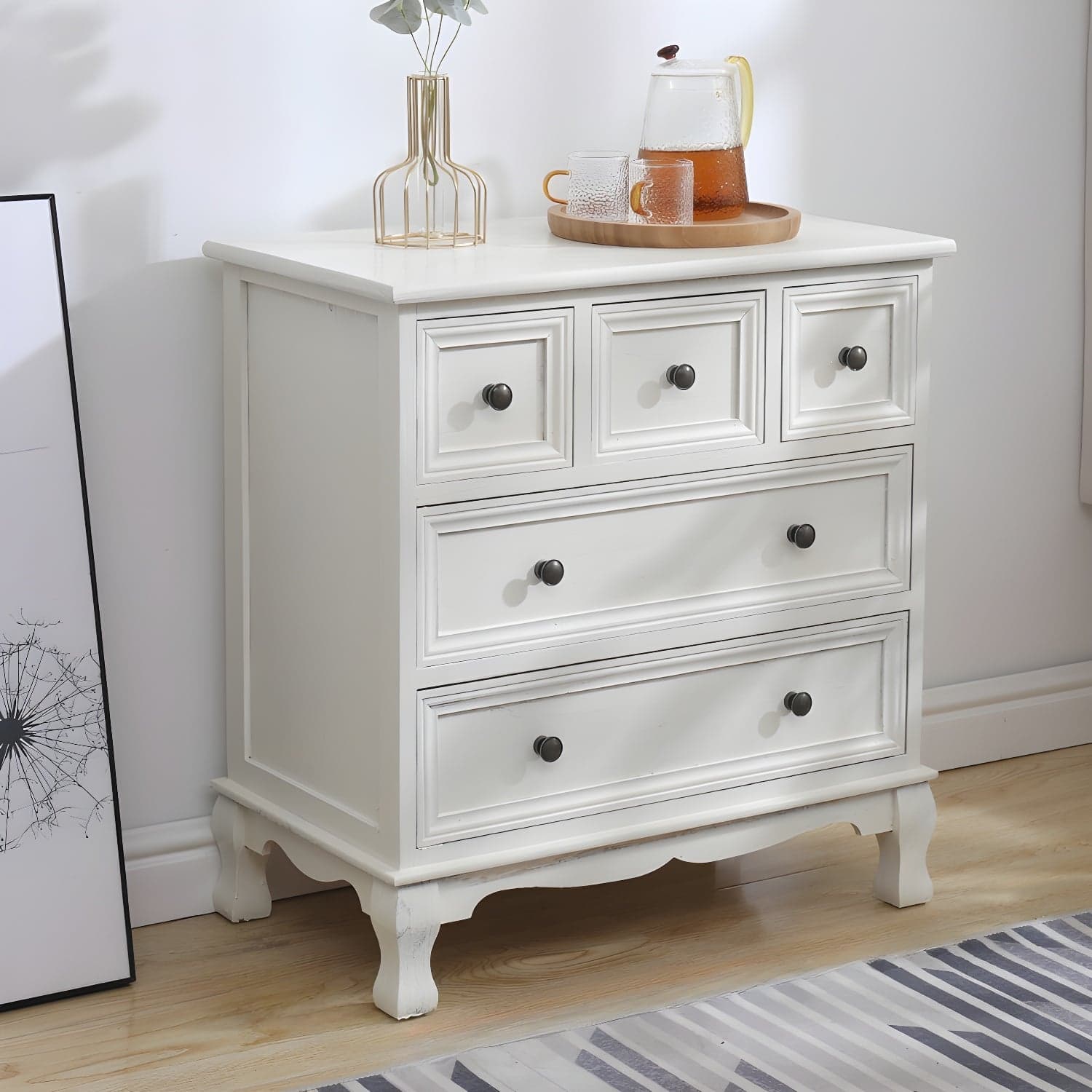 Wooden Bronze Solid Wood Dressers & Chests with Drawers Metal Handle, No Assembly - image 3