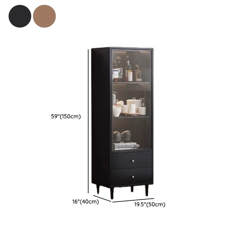 Rectangular Accent Cabinet with Closet, Glazed Door, Adjustable Shelf, Cabinet Knobs in Midnight Black/Sepia, Soft Close Drawer thumbnail 9