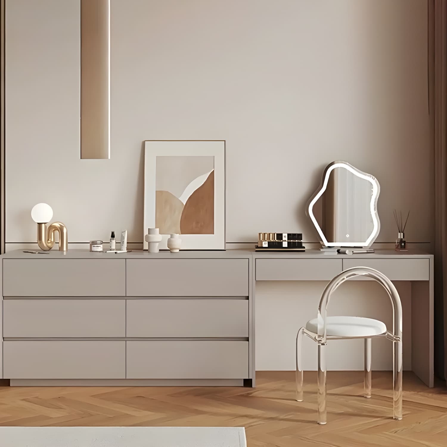 Modern Wood Vanity with Drawers, Large Size, Soft Close Glides, 40cm Width, 75cm Height thumbnail 5
