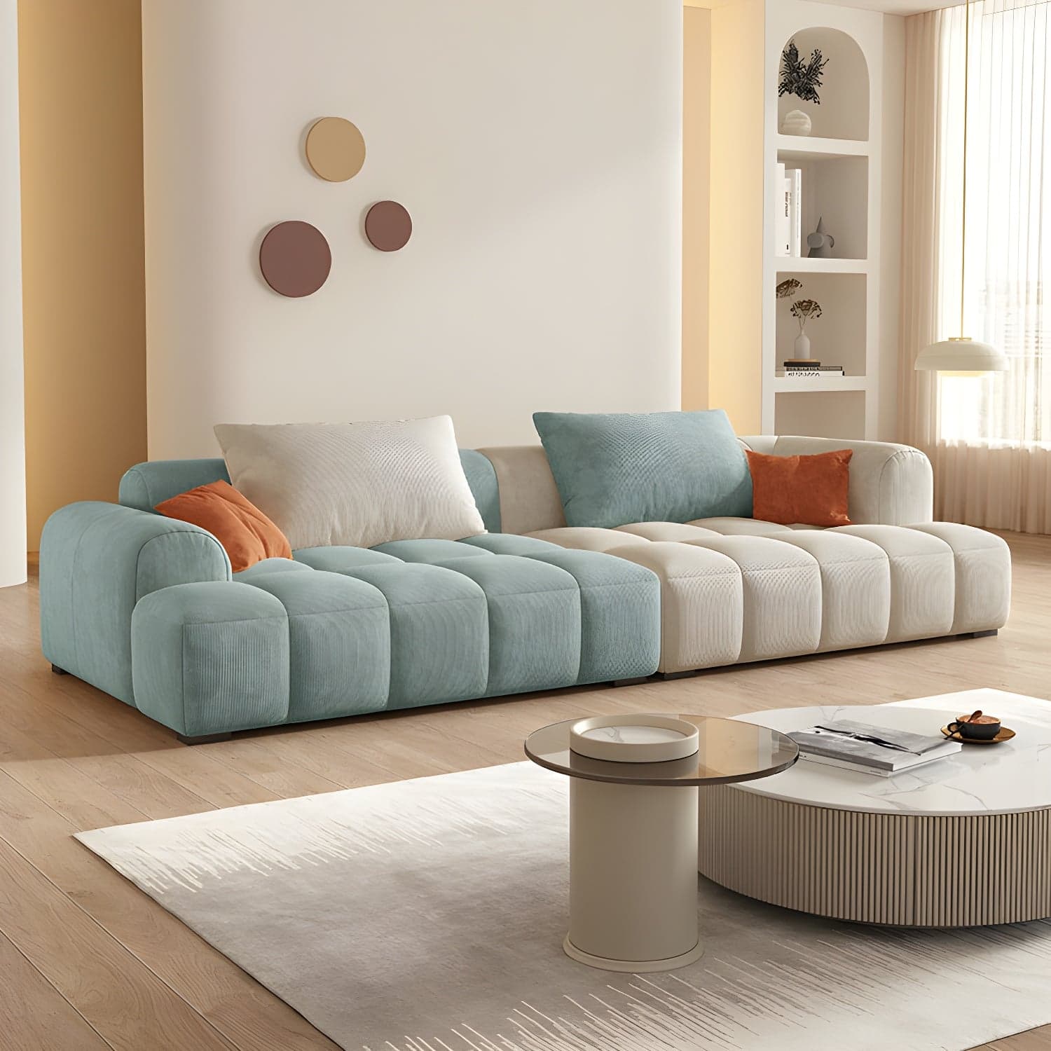 24.8" High Sofa with Tight Back Square Arm Corduroy for Apartment thumbnail 1