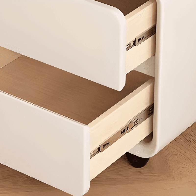Organic Modern 2 Tiers Nightstand With Drawer Organization Featuring Pleather Countertop thumbnail 13