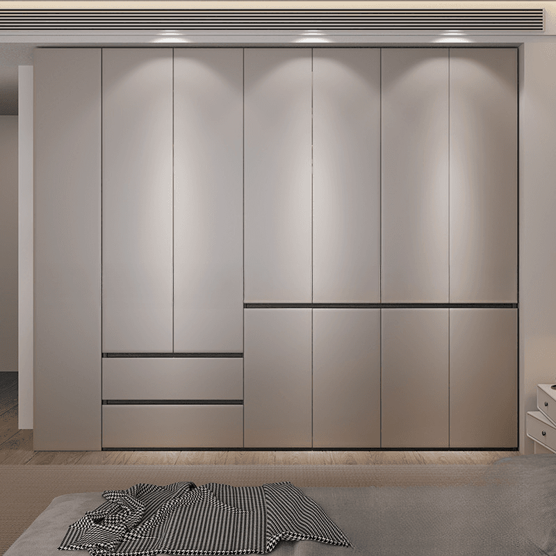 Sand Minimalist Laminate Cabinet Armoire with Soft Close Drawer, Soft Close Door, Interior Shelves, and Clothing Rod thumbnail 1