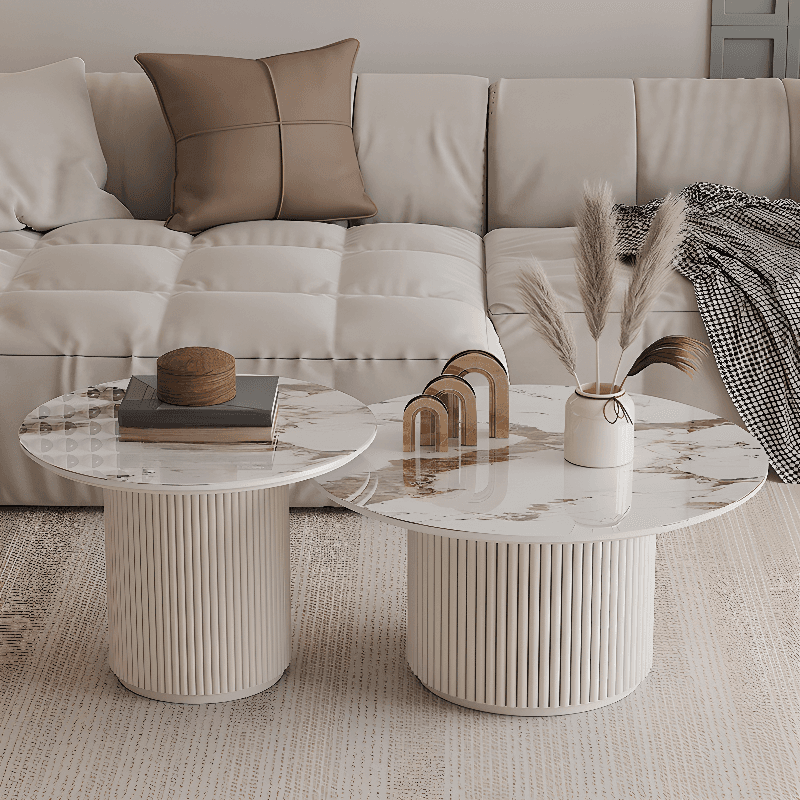 Circular-shaped Ivory Board Game Coffee Table for Home thumbnail 5