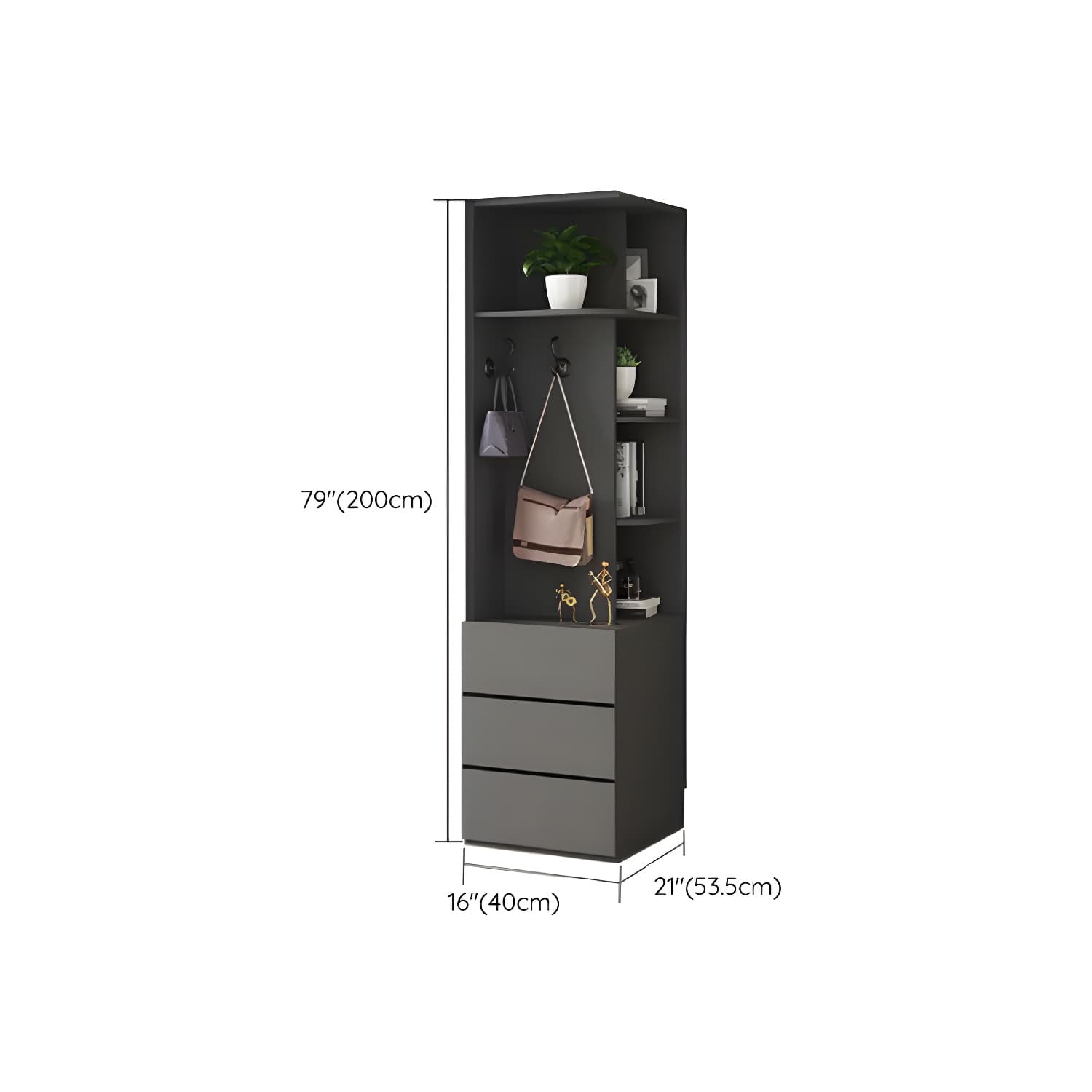 Modern Grey Wood Wardrobe Armoire with Drawers & Shelves for Ample Storage thumbnail 32