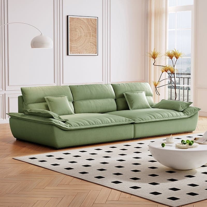 Contemporary Scratch-tolerant Solid Color Standard Sofa in Dark Gray/White/Light Blue, Seats 5 with 2 Pillows thumbnail 9