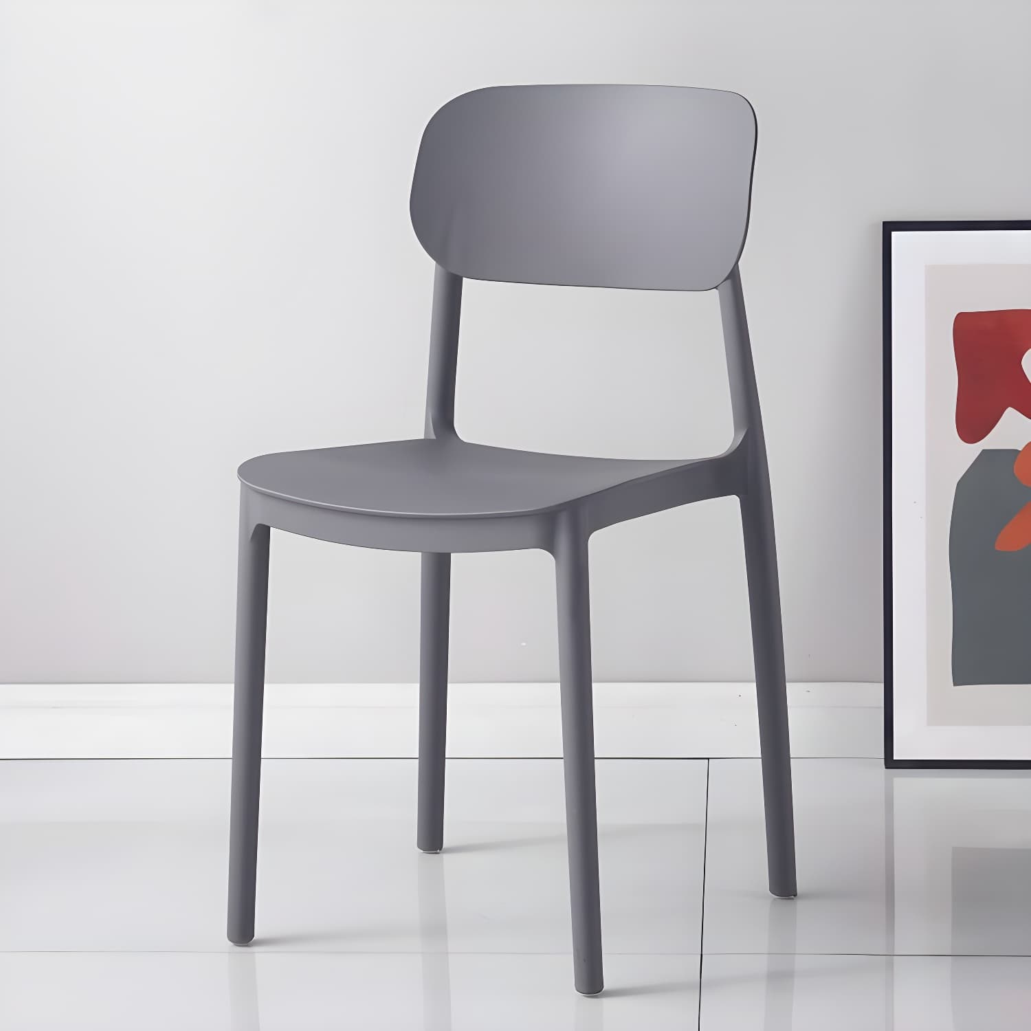 Stackable Scandinavian Style Side Chair with Low Back in Plastic & Acrylic - Armless thumbnail 2