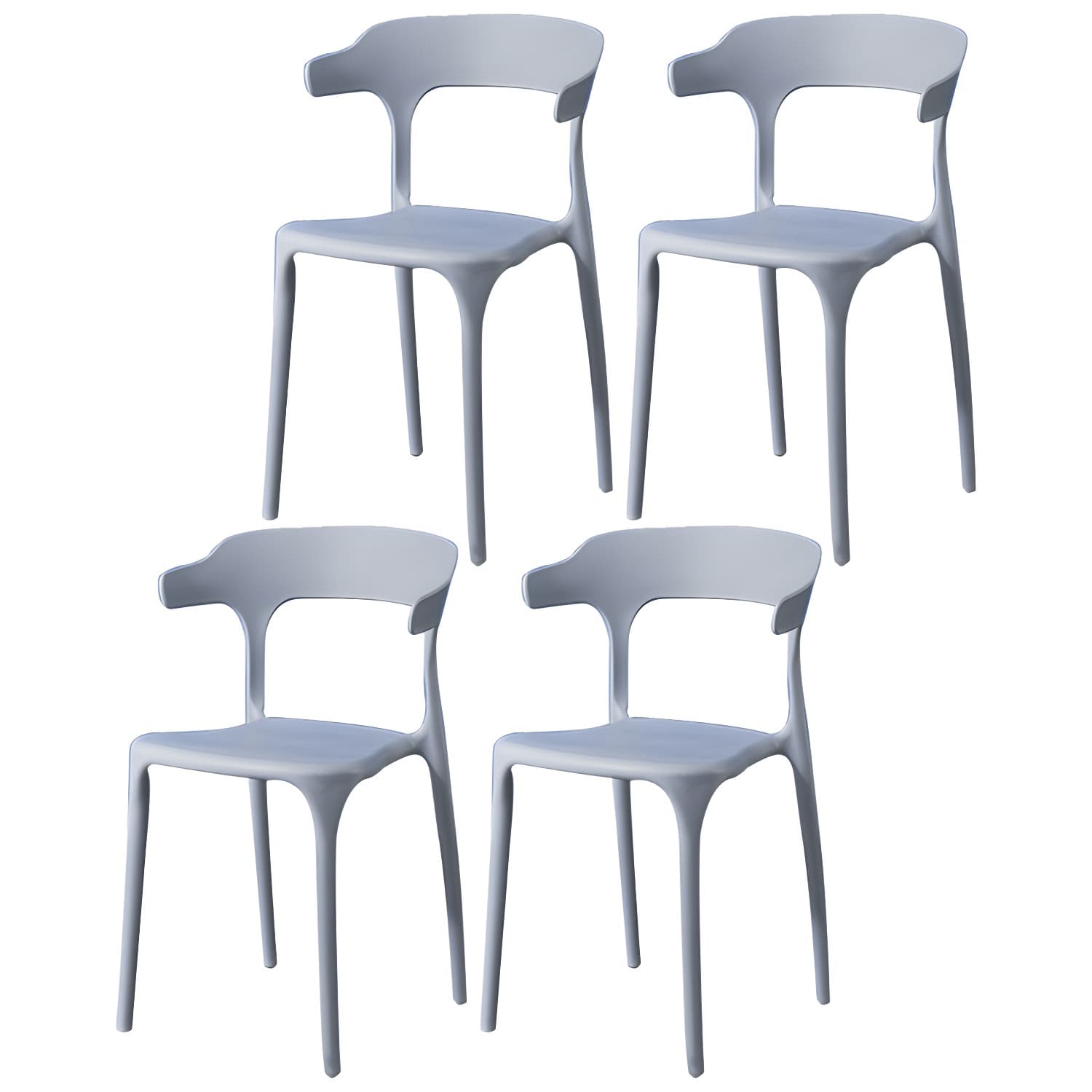 Glam Plastic Side Chair Matte Finish Open Back Dining Chair for Dinning Room thumbnail 8