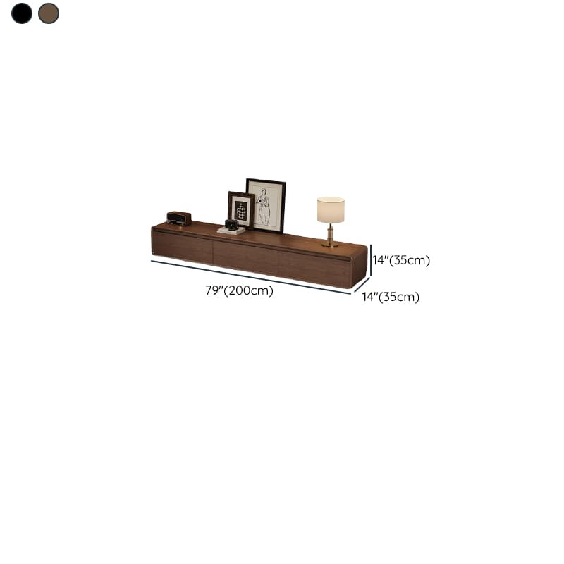 Mid-Century Modern Natural Wood TV Stand with Shelf, 2-Drawer, Hutch, and Cable Management thumbnail 11