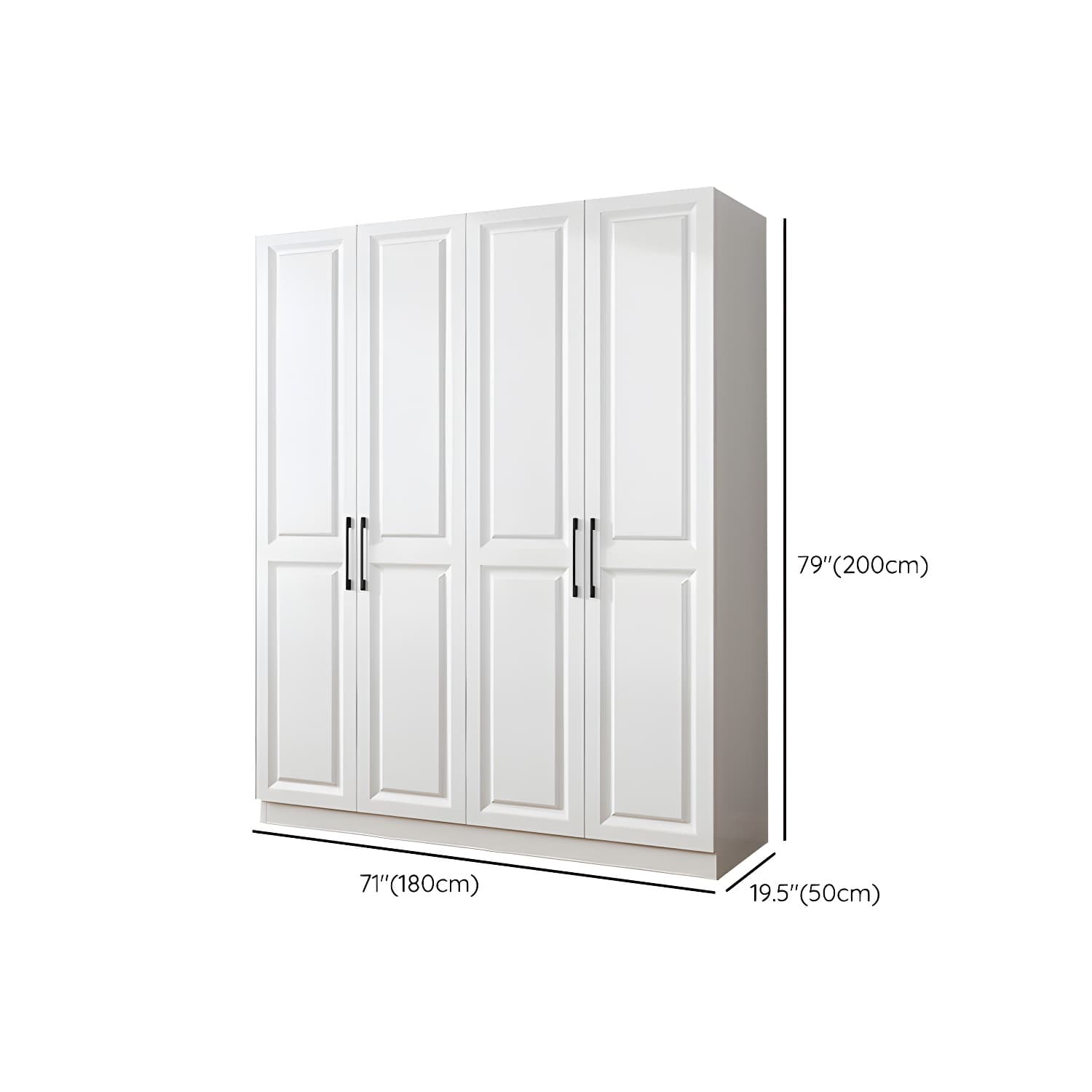 Modern White Wood Wardrobe Armoire with Shelves & Clothing Rod - Spacious and Stylish thumbnail 17