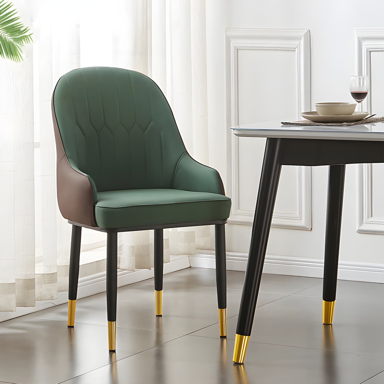 Contemporary Metal Dining Room Chairs Upholstered Dining Armchairs for Home Use thumbnail 20
