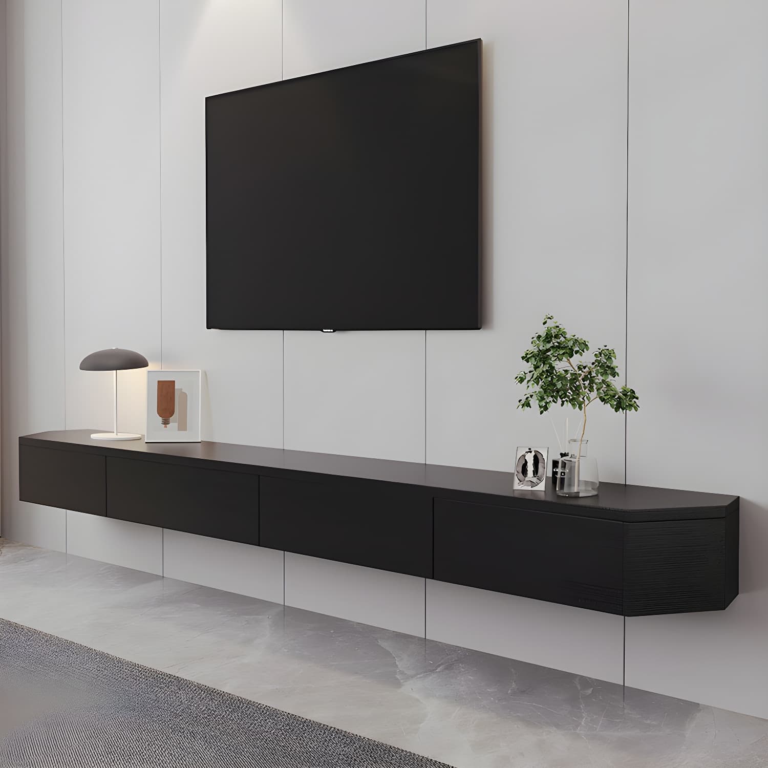 Contemporary Wall-Mounted TV Media Console with Cable Management thumbnail 6