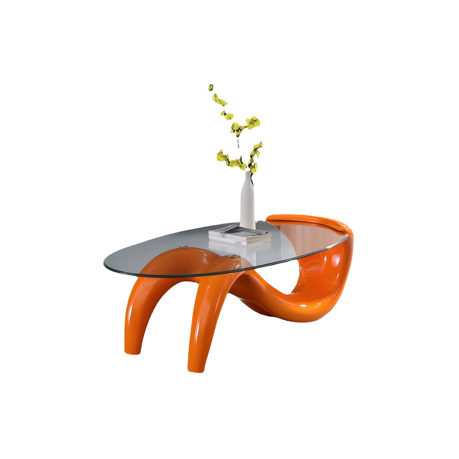 Abstract Coffee Table Contemporary Glass 15.7" Cocktail Table thumbnail 9