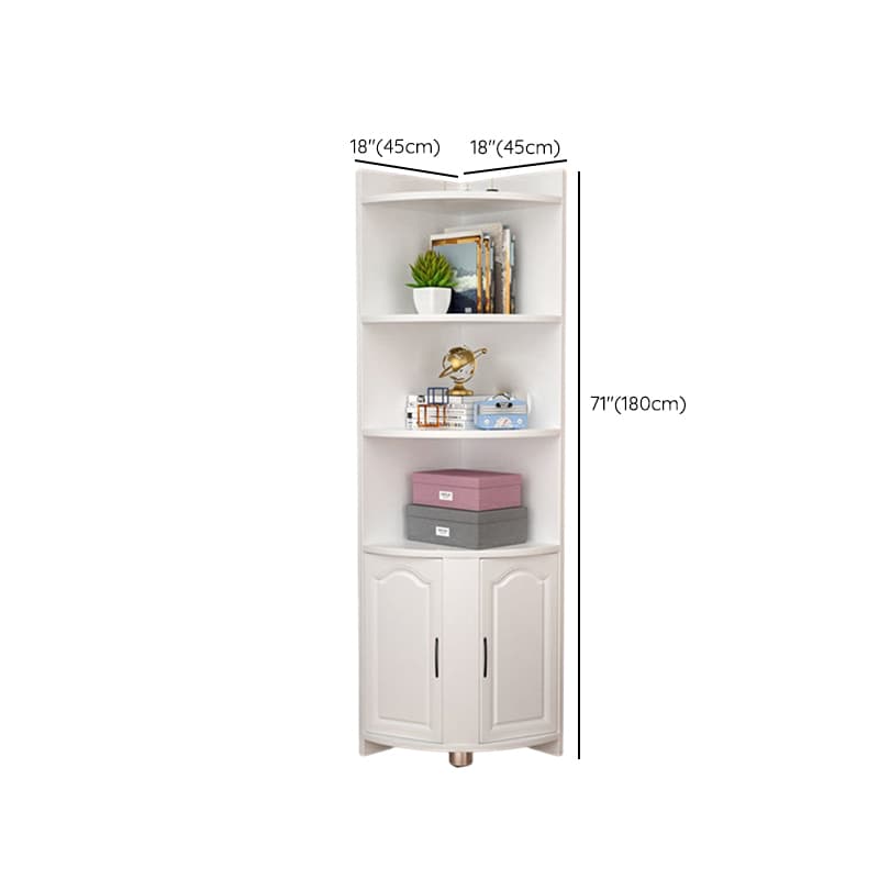 Modern Wood Corner Accent Cabinet with Open Shelves Wood Doors and 1 Cabinet for Living Room thumbnail 16