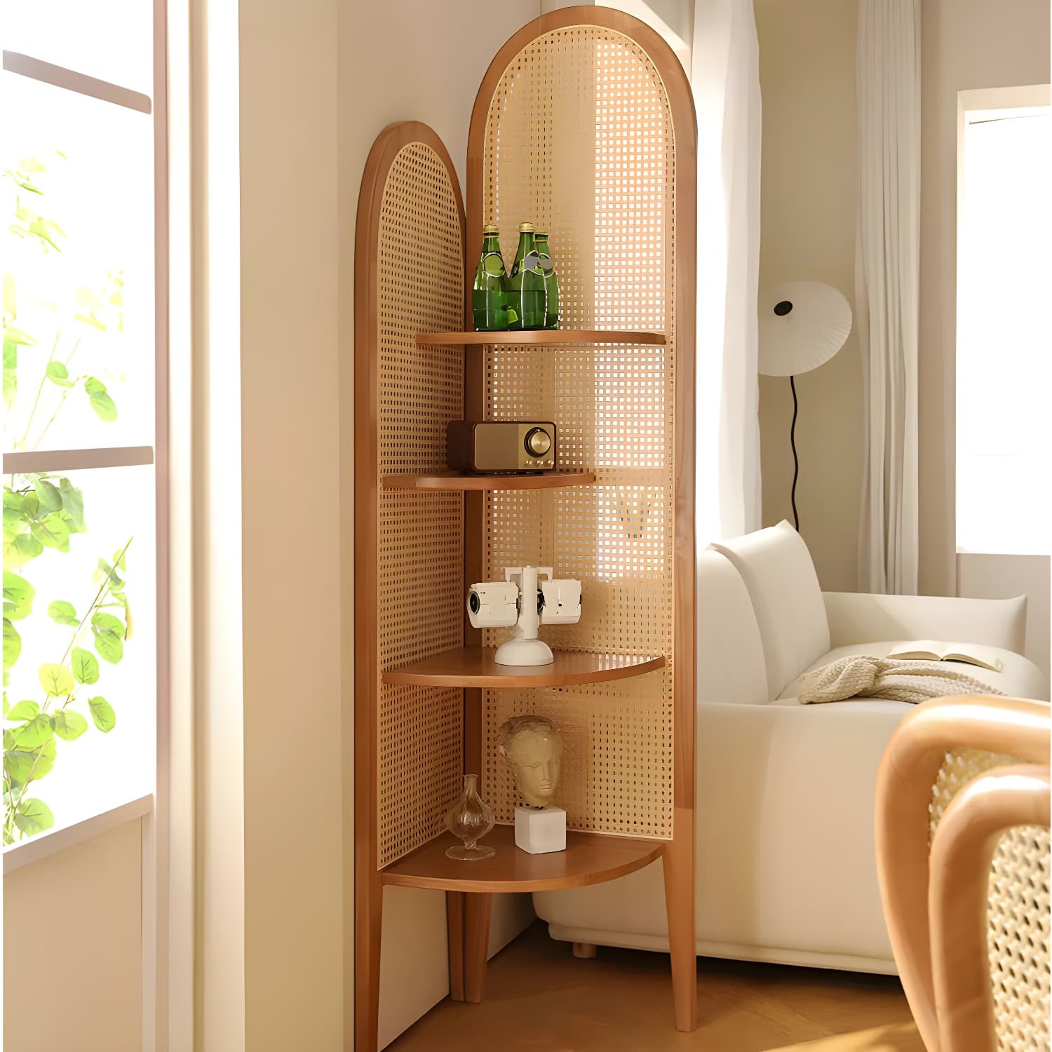 Corner Scandinavian with Wood Counter Top and Rubberwood Legs, 4 Shelves & Straight Legs thumbnail 7