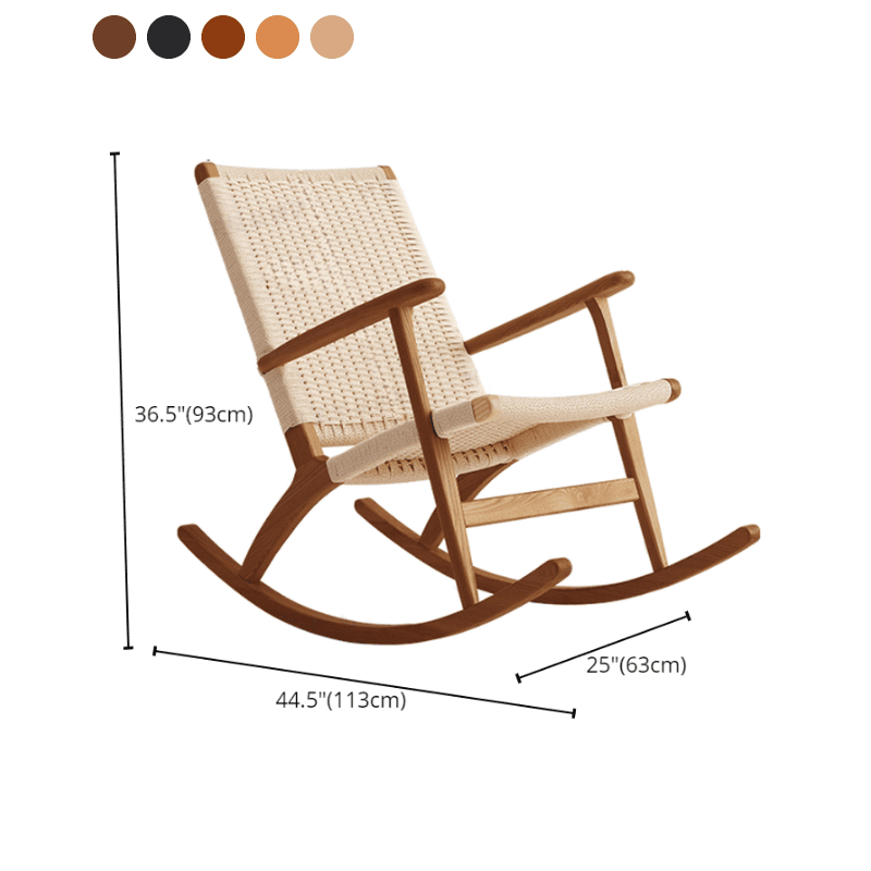 Asian Style Wicker Front Porch Rocking Chairs with Track Arm thumbnail 15