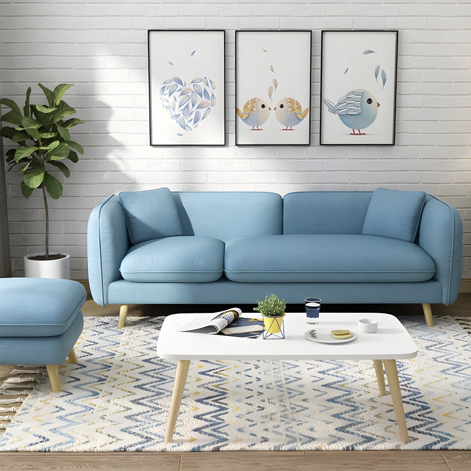 Modern Linen Tuxedo Arm Standard Sofa with Bolster Pillows for Living Room thumbnail 5