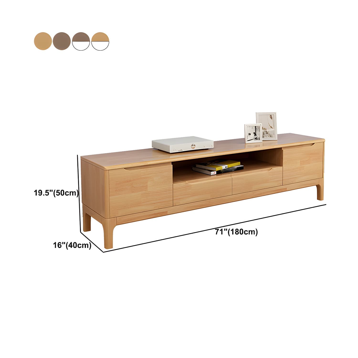 Modern Style Solid Wood TV Stand 19.69-inch Height TV Console with Drawers thumbnail 13