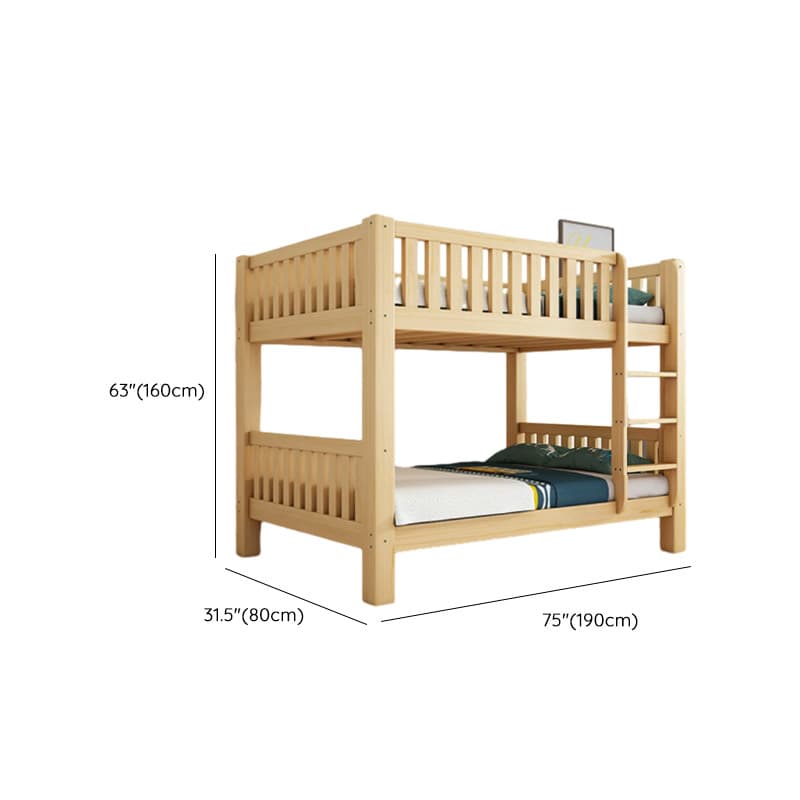 Timber Wood Color Bunk Bed with 2 Storage Boxes, Safety Guardrail & Compartment Bedroom thumbnail 11