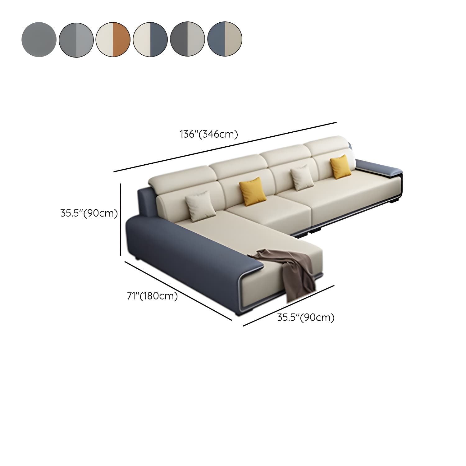 Modern L-Shape Sofa Chaise Sectional Set in Tech Cloth Features Storage and Seat for 4 thumbnail 13