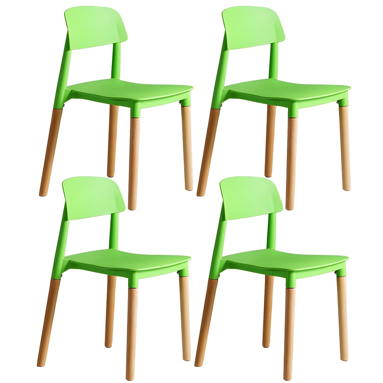 Scandinavian Home Side Chair Open Back Wood Legs Dining Room Chair Set thumbnail 3